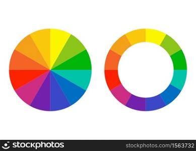 Color wheel guide. Two floral patterns and palette isolated on white background. RGB and CMYK colors.. Color wheel guide. Two floral patterns and palette isolated on white background.