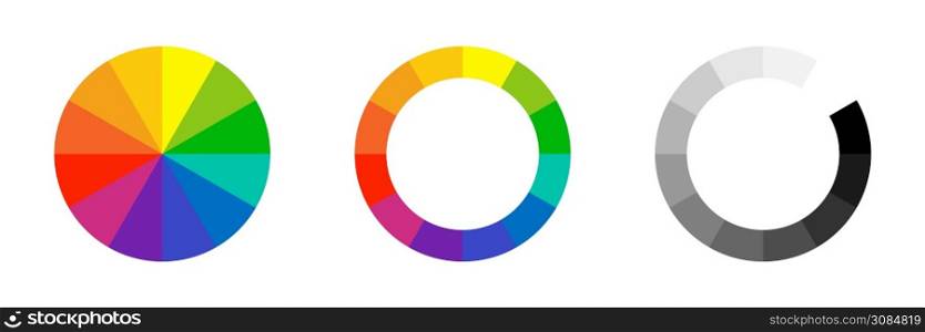 Color wheel. Vector isolated element. Circle colour spectrum palette.