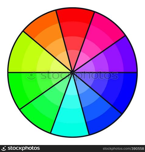 Color wheel with shades icon. Cartoon illustration of color wheel with shades vector icon for web design. Color wheel with shades icon, cartoon style