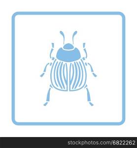 Colorado beetle icon. Blue frame design. Vector illustration.