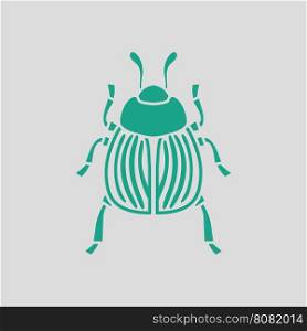 Colorado beetle icon. Gray background with green. Vector illustration.