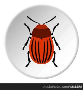 Colorado beetle icon in flat circle isolated vector illustration for web. Colorado beetle icon circle