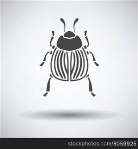 Colorado beetle icon on gray background with round shadow. Vector illustration.