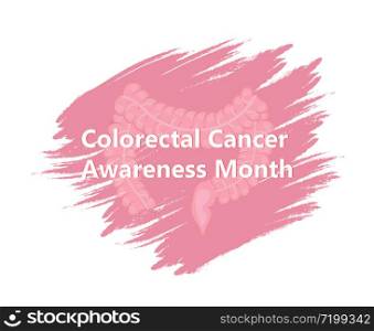 Colorectal cancer awareness month in March. Colon oncology concept vector on watercolor background.. Colorectal cancer awareness month in March. Colon oncology concept vector