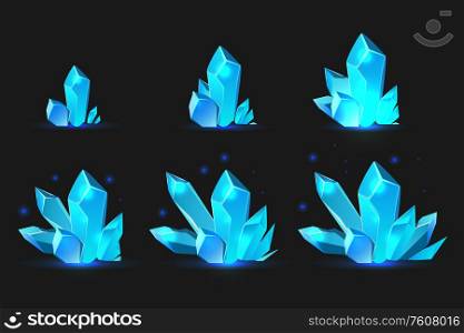 Colored and isolated mineral growth game icon set six stages of growth vector illustration