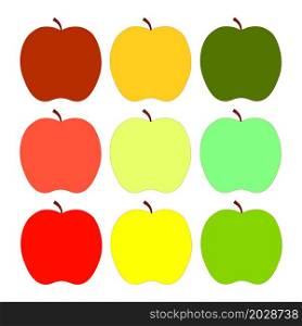 Colored apple icon set. Sweet fruits. Hand art style. Diet food. Healthy snack. Vector illustration. Stock image. EPS 10.. Colored apple icon set. Sweet fruits. Hand art style. Diet food. Healthy snack. Vector illustration. Stock image.