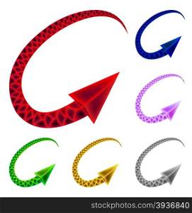 Colored arrows imitating snake. Vector Illustration for design on white background.