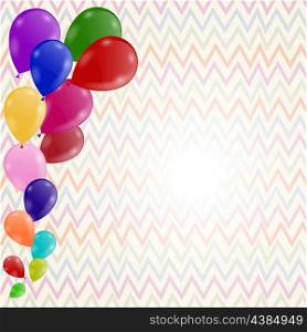 Colored background with balloons. Birthday Invitation