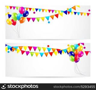 Colored Balloons Card Banner Background, Vector Illustration. EPS 10. Colored Balloons Card Banner Background, Vector Illustration