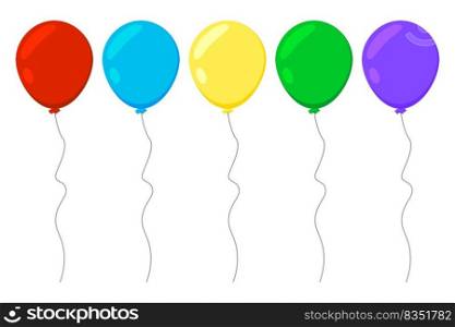 Colored balloons in flat style set . Vector