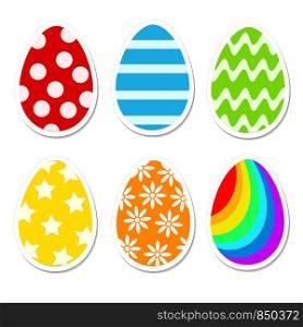 Colored bright Easter eggs in cartoon style on white. Stock vector iluustration for greeting card