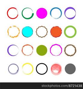 Colored brush circles set. Round shape. Vector illustration. stock image. EPS 10.. Colored brush circles set. Round shape. Vector illustration. stock image. 