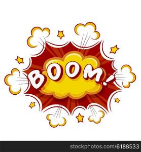 Colored Cartoon explosion BOOM! Cartoon explosion on a white background. Comic speech bubble BOOM! Stock vector