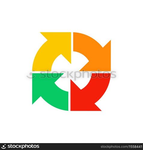 Colored circle vector arrow pictogram refresh reload rotation. Flat icon on white background.. Colored circle vector arrow pictogram refresh reload rotation.