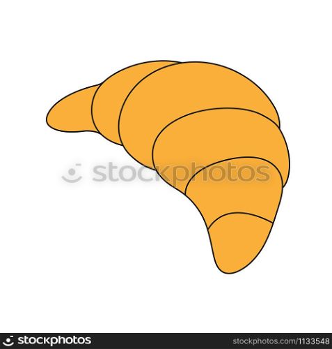 Colored croissant icon. Filled contour isolated on white background for web pages, applications, flyer, sticker, banner, Wallpaper, background
