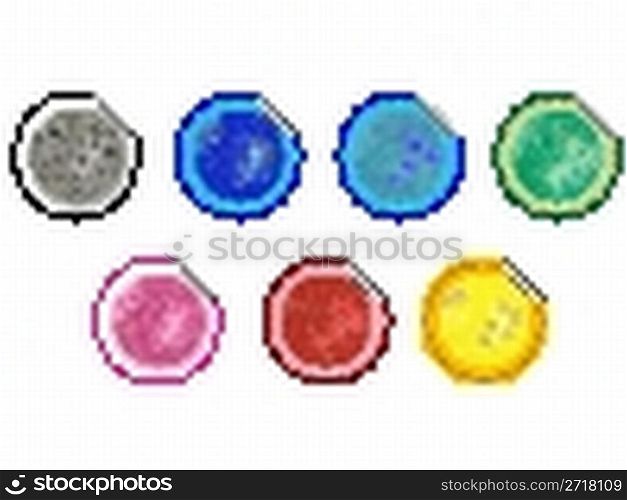 colored disco ball stickers collection, vector art illustration