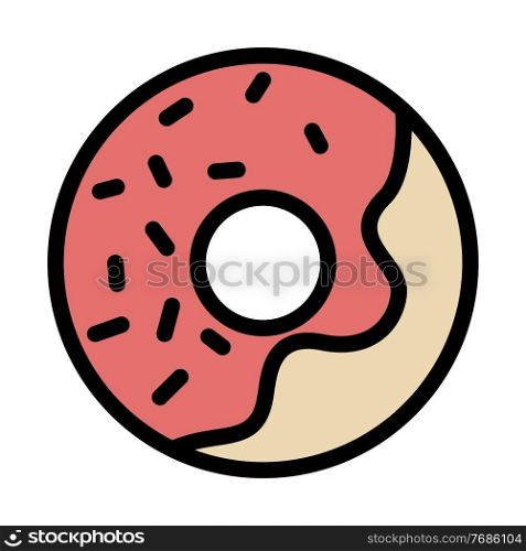 colored Donut with icing and sprinkling. Simple food icon in trendy line style isolated on white background for web apps and mobile concept. Vector Illustration. EPS10. colored Donut with icing and sprinkling. Simple food icon in trendy line style isolated on white background for web apps and mobile concept