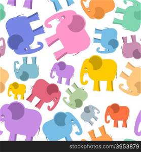 Colored elephant seamless pattern. Cute animals background. Beasts of ungle texture for baby tissue.&#xA;