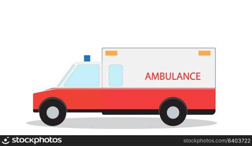 Colored Emergency Ambulance with Siren Flat Design. Vector Illustration. EPS10. Colored Emergency Ambulance with Siren Flat Design. Vector Illus