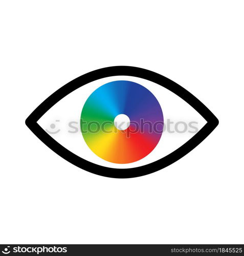 Colored eye icon. Rainbow graphic. Abstract decorative design. Pattern art concept. Vector illustration. Stock image. EPS 10.. Colored eye icon. Rainbow graphic. Abstract decorative design. Pattern art concept. Vector illustration. Stock image.