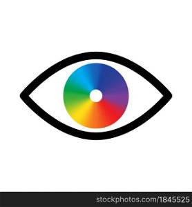 Colored eye icon. Rainbow graphic. Abstract decorative design. Pattern art concept. Vector illustration. Stock image. EPS 10.. Colored eye icon. Rainbow graphic. Abstract decorative design. Pattern art concept. Vector illustration. Stock image.