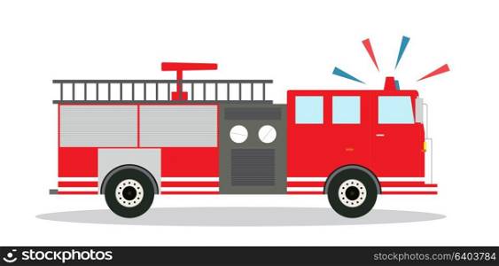 Colored Fire Truck with Siren Flat Design. Vector Illustration. EPS10. Colored Fire Truck with Siren Flat Design. Vector Illustration.