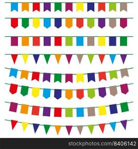 colored flags garlands. Party bunting decoration. Vector illustration. EPS 10.. colored flags garlands. Party bunting decoration. Vector illustration.