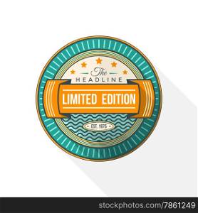 colored flat style single green orange vector label with shadows&#xA;