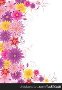 colored floral background with ornament and flowers