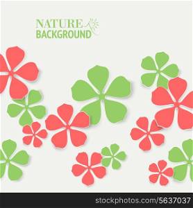 Colored flower backdrop on gray background. Vector illustration.