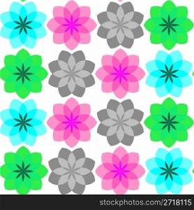 colored flowers seamless pattern, vector art illustration