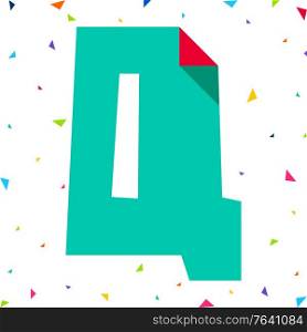 Colored Font, letter cut from colored paper with bent angle, uppercase