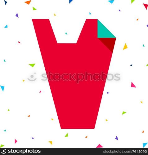 Colored Font, letter cut from colored paper with bent angle, uppercase