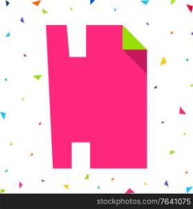 Colored Font, letter H cut from colored paper with bent angle, uppercase. Colored Font, letter cut from colored paper with bent angle, uppercase