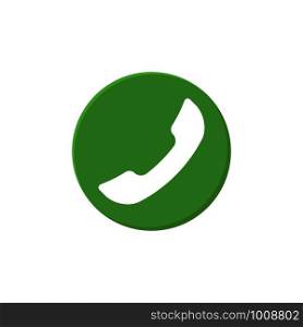 colored green handset icon in flat style, vector. colored green handset icon in flat style