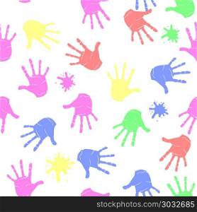 Colored Hands Seamless Pattern. Parts of Human Body Texture. Colored Hands Seamless Pattern on White Background. Parts of Human Body Texture
