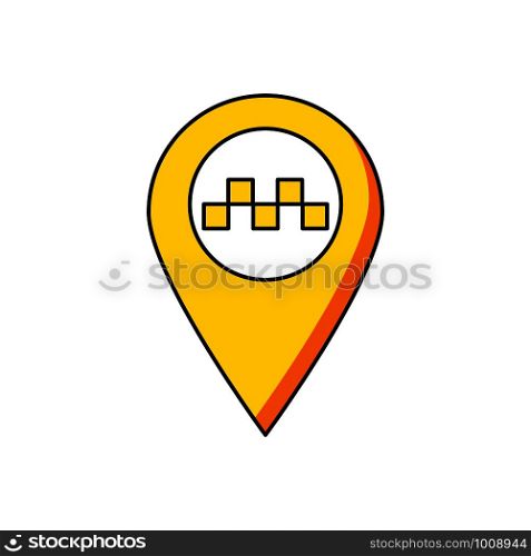 colored icon pointer label taxi location, vector illustration. colored icon pointer label taxi location, vector