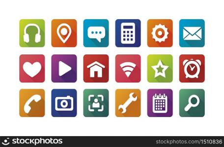 Colored icons for the Web. Full set. Vector illustration. Colored icons for the Web. Full set.