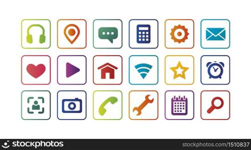 Colored icons for the Web. Full set. Vector illustration. Colored icons for the Web. Full set.