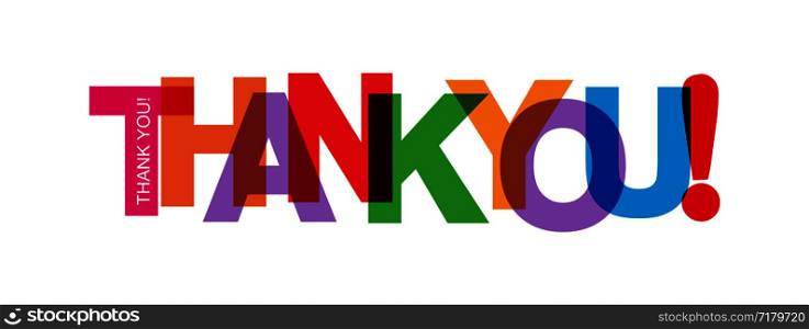 Colored lettering THANK you! for design and decoration