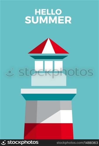 colored Lighthouse. Design template for Brochure, Flyer or Depliant for business purposes. Vector summer background