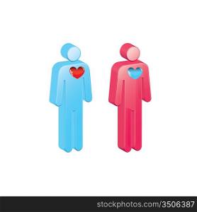 Colored male and female sign vector