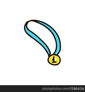 colored medal isolated on a white background. Gold medal flat style colored cartoon ink pen Icon vector illustration Vector illustration for web logo. Gold medal isolated on a white background. Gold medal flat style colored cartoon ink pen Icon vector illustration Vector illustration for web logo
