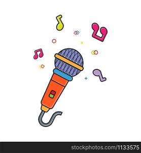 Colored microphone icon. Flat cartoon style isolated on white background for web pages, apps, flyer, sticker, banner, Wallpaper, background