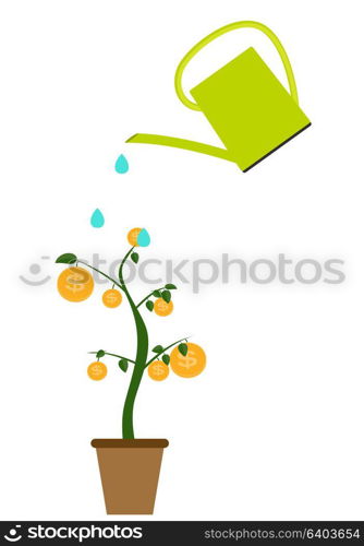 Colored Money Tree, Dependence of Financial Growth Flat Concept. Vector Illustration. EPS10. Colored Money Tree, Dependence of Financial Growth Flat Concept.