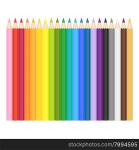 Colored Pencils on White. Vector illustration of colored pencils on white background