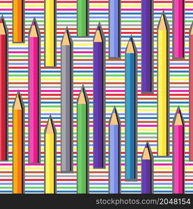 Colored pencils. Seamless pattern. Colorful vector illustration.