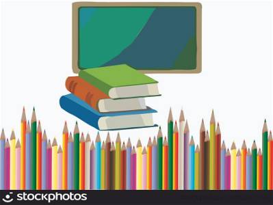 colored pencils tips and school blackboard