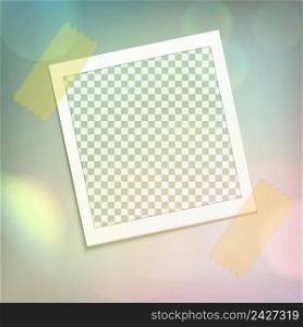 Colored photo frame realistic composition with place for photo and blurred background vector illustration. Photo Frame Realistic Composition