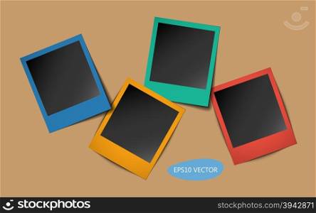 Colored Photo Frames with shadows. Colored Retro Photo Frames With Shadows - Isolated Vector Illustration.